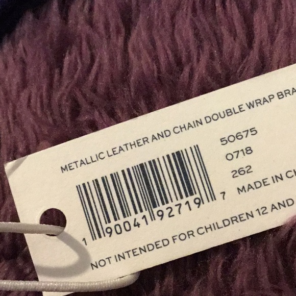 NWT Troy Burch Metallic Leather & Chain Double Wrap Bracelet- 15” With Clasp - Picture 8 of 14